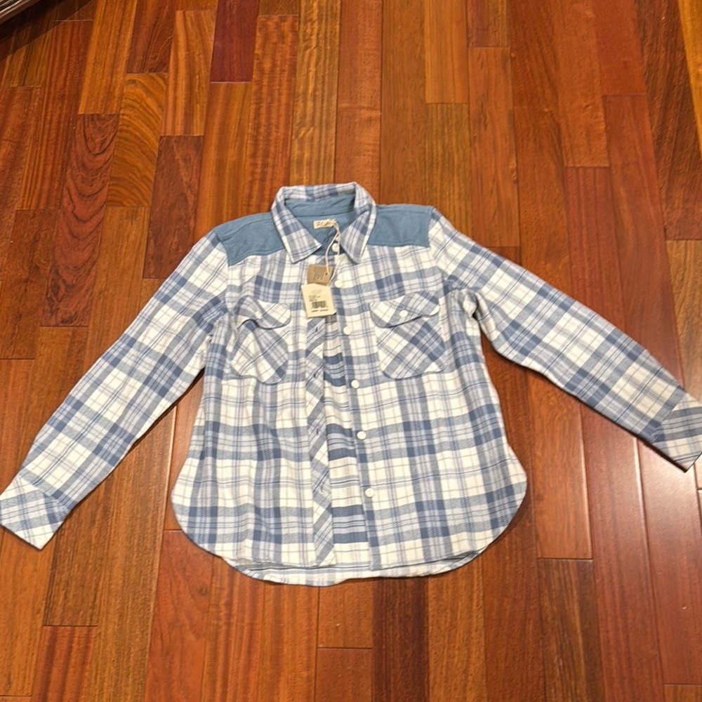 Faherty Blue and White Button Down Shirt Casual Plaid